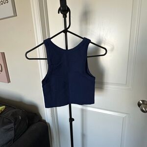 Navy blue high neck cropped tank top